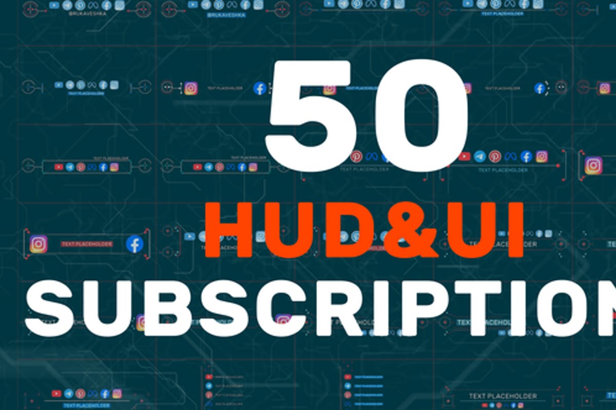 50 HUD UI Subscriptions for After Effects