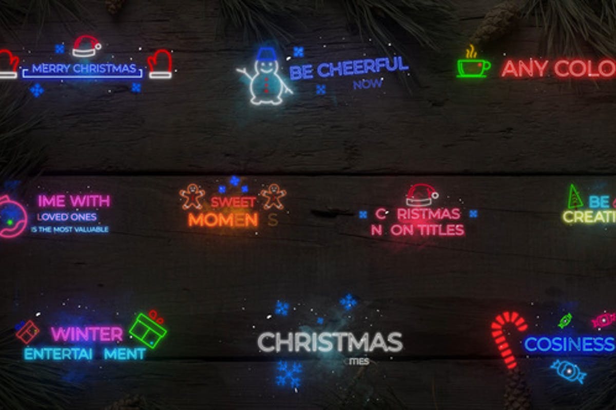 Christmas Neon Titles DaVinci Resolve