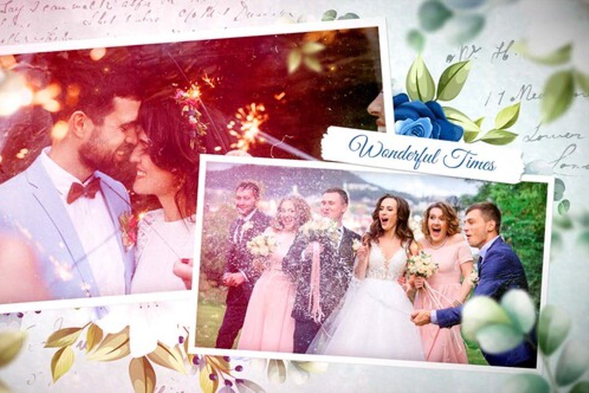 Floral Wedding Photo Slideshow MOGRT for Premiere Pro
