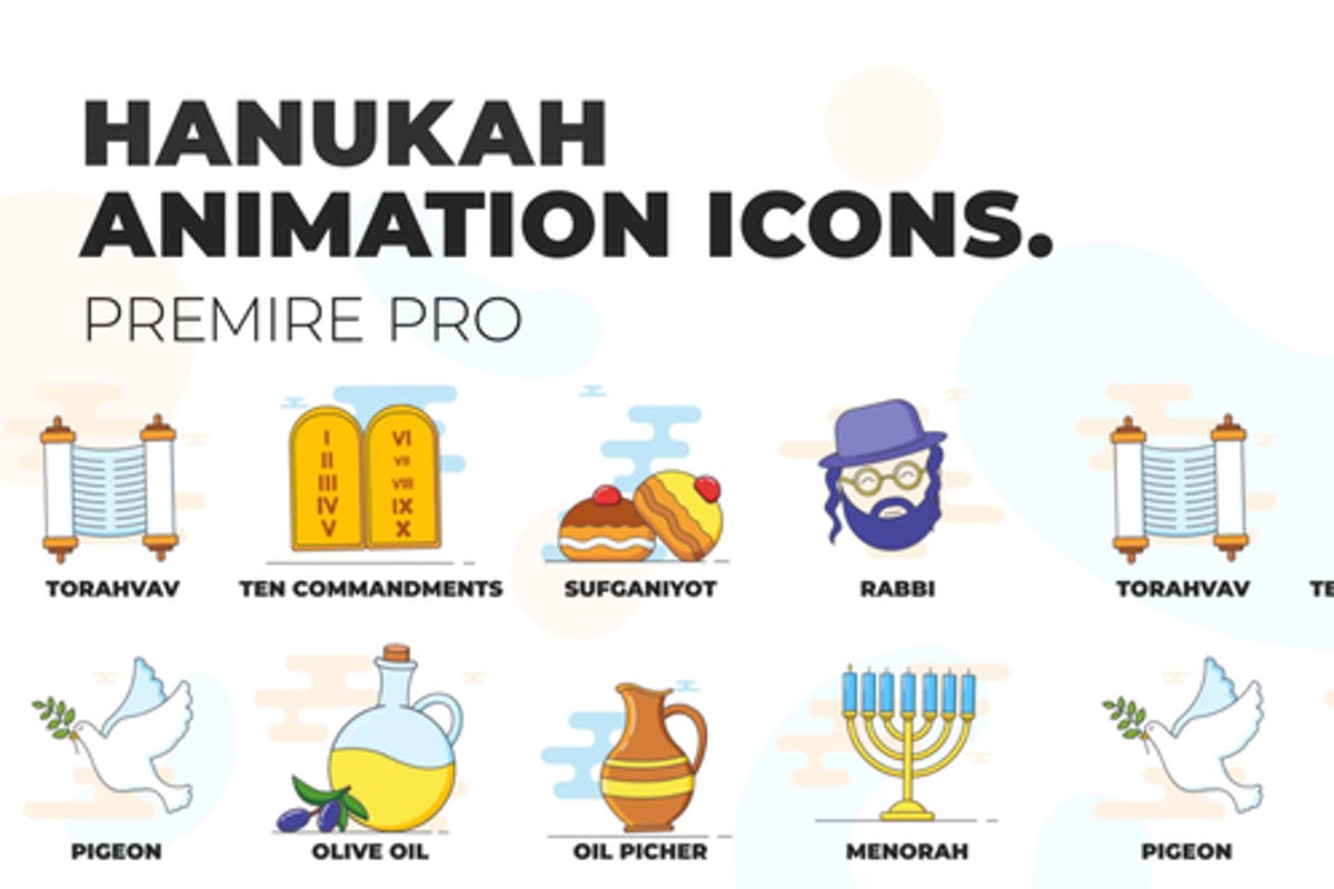 Hanukah - Animation Icons (MOGRT) for Premiere Pro