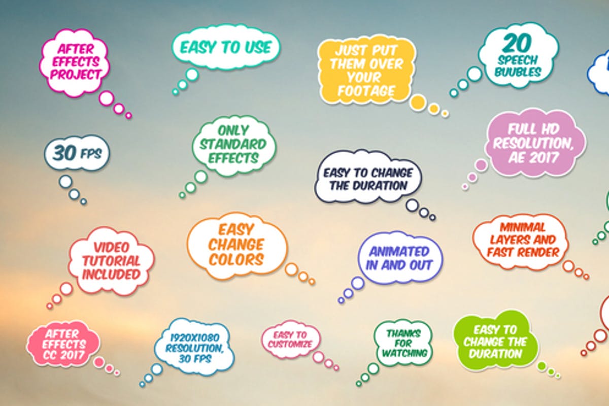 20 Speech Bubbles for After Effects