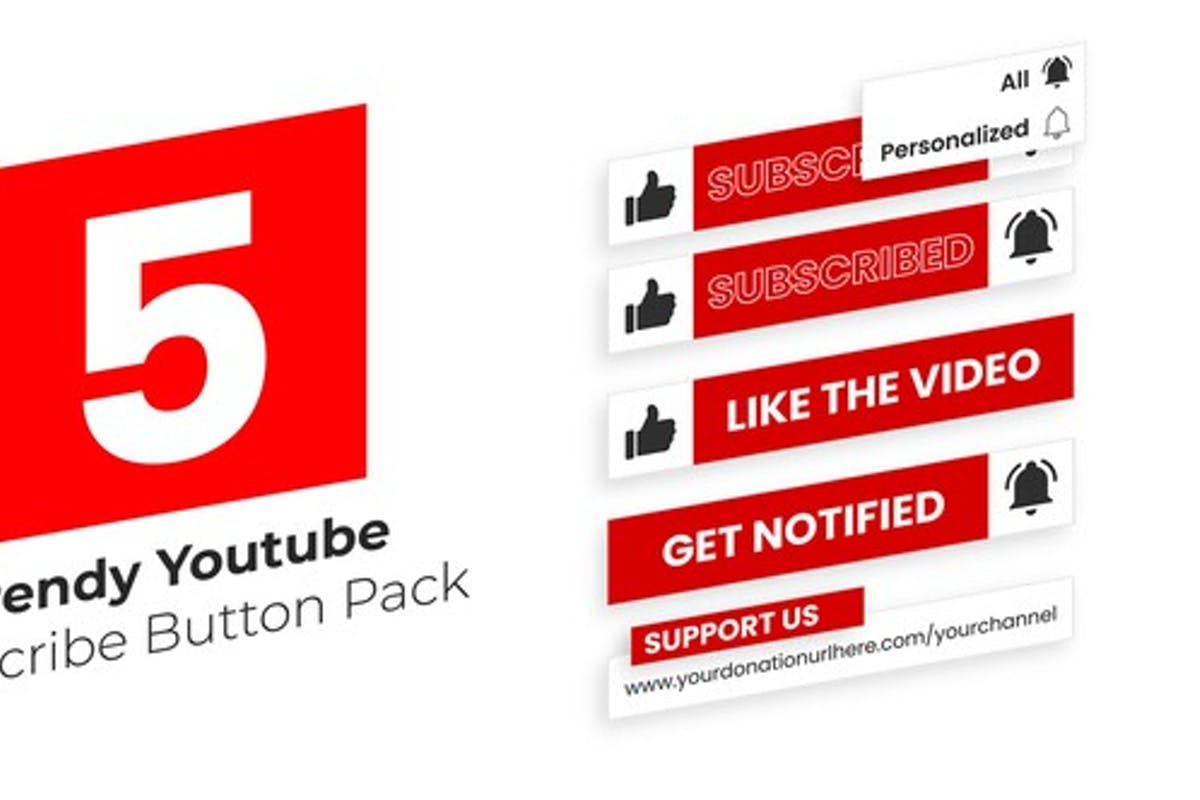 Trendy Youtube Subscribe Button Pack for After Effects