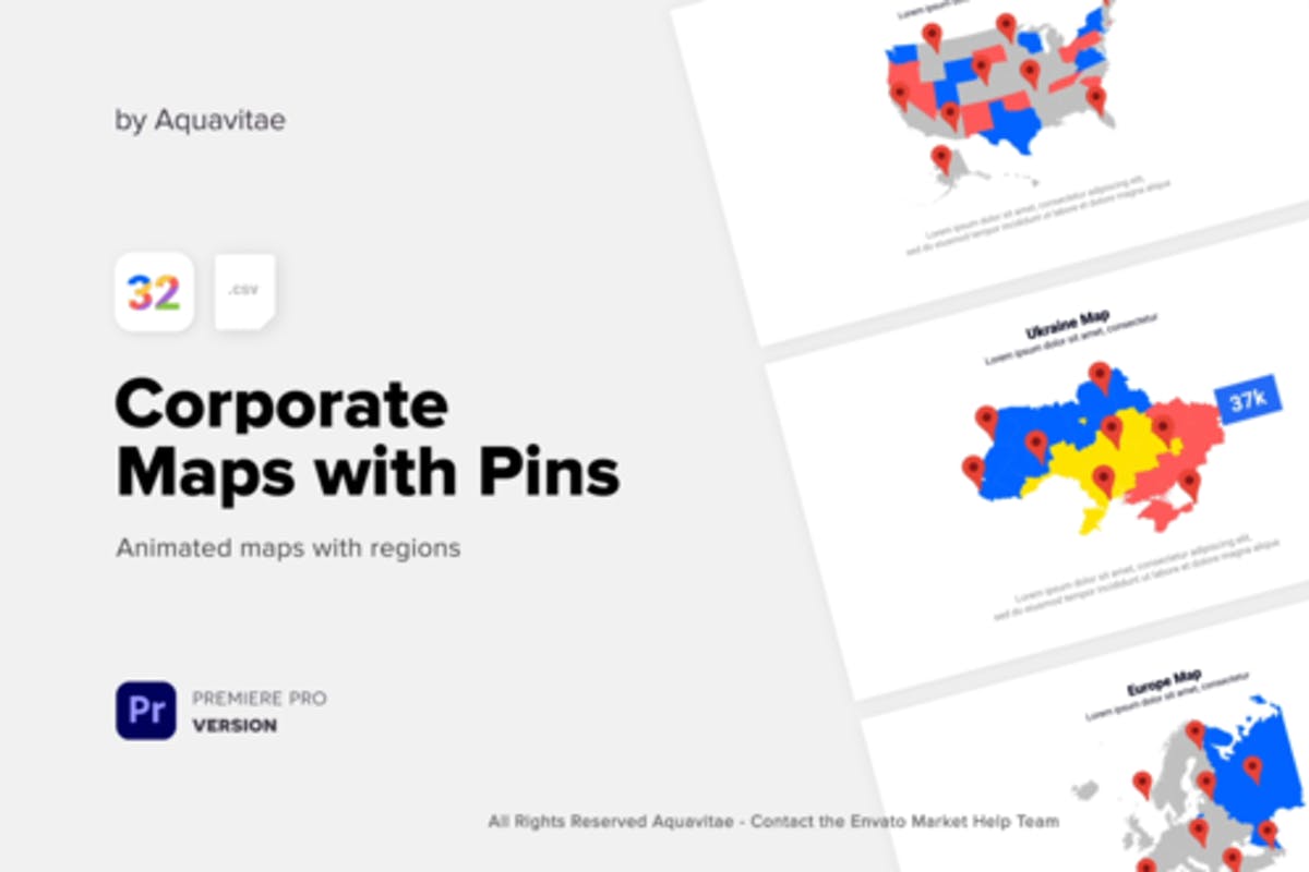 Corporate Maps With Pins l MOGRT for Premiere Pro